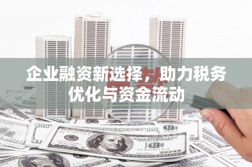 鹤岗企业融资新选择，助力税务优化与资金流动