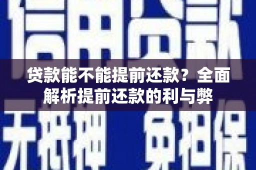 盐埕贷款能不能提前还款？全面解析提前还款的利与弊