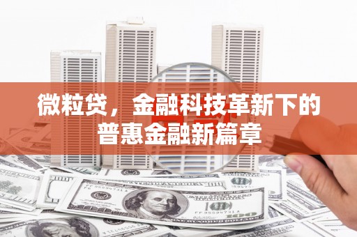 榕城微粒贷，金融科技革新下的普惠金融新篇章