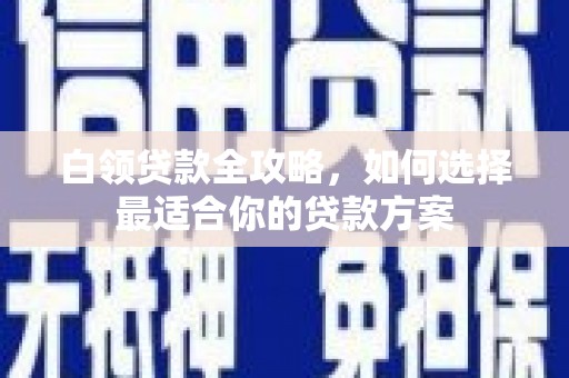 员山白领贷款全攻略，如何选择最适合你的贷款方案